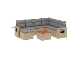Maison Exclusive - 8 Pcs Conjunto De Sofás P/ Jardim Com Almofadões Vime Pe Bege