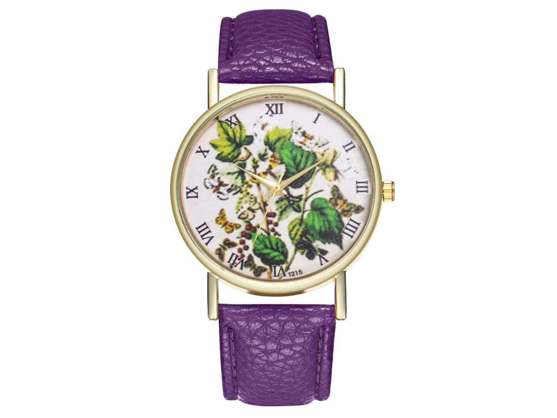 Reloj De Pulsera Analógico De Dial Redondo De Quartzo Moda (morado)