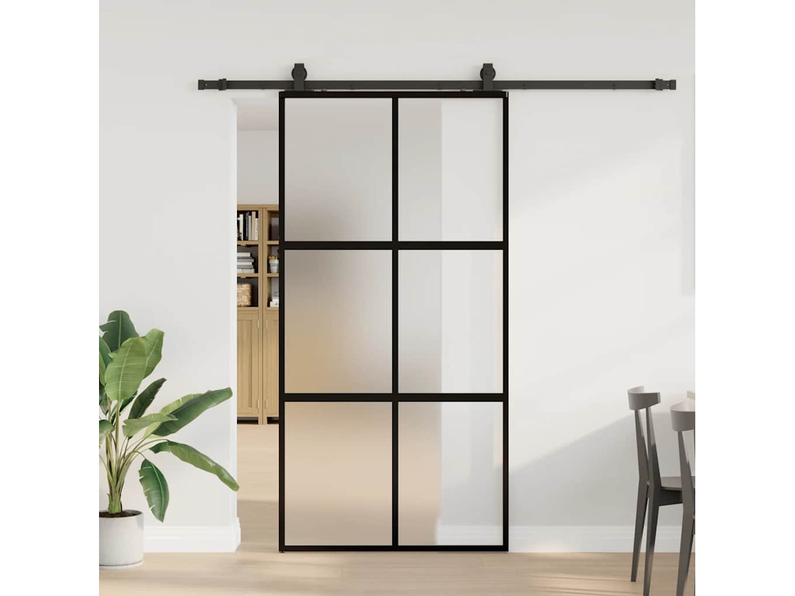 Vidaxl Porta Deslizante C/ Conj. Ferragens 102,5x205cm Vidro Temperado