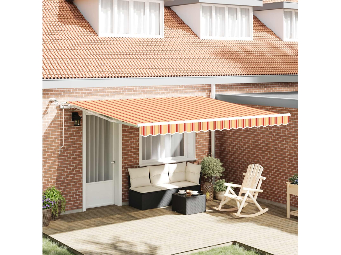 Vidaxl Toldo Retrátil Amarelo E Laranja 400 × 350 Cm Poliéster