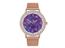 Reloj De Números Romanos Con Piedras Strass Correa De Malla Cuarzo Moda (w3 Oro Rosa)