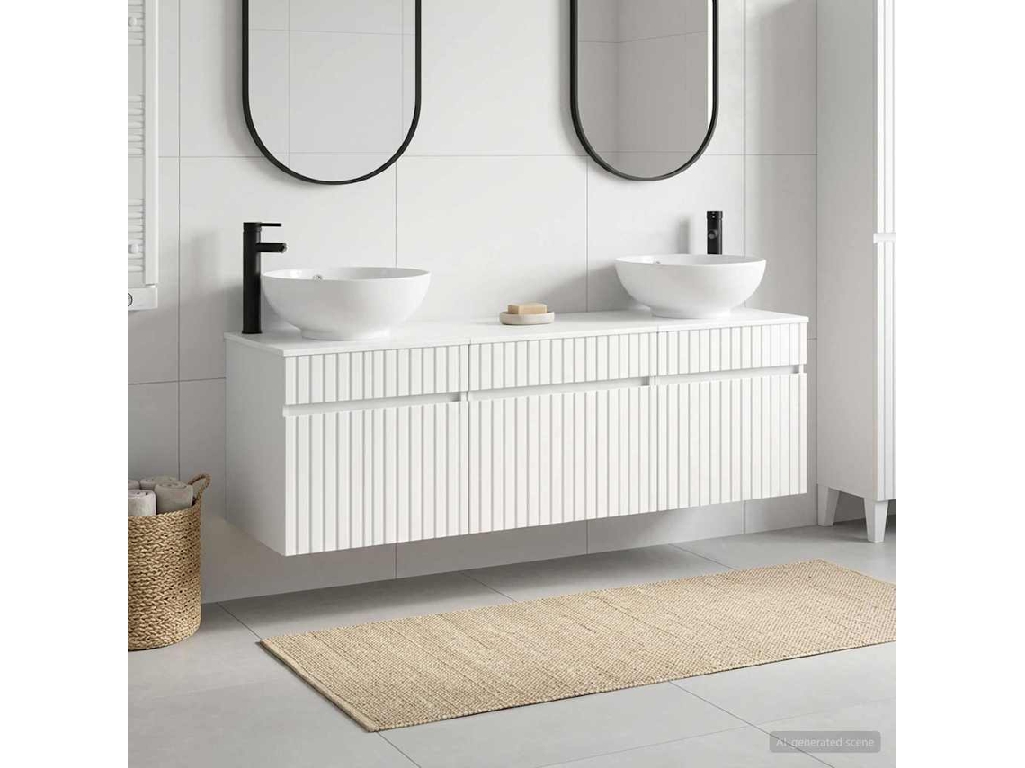 Vidaxl Conjunto De Armários Para Banheiro 3 Unid. Branco Brilhante