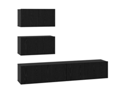 Conjunto Móvel TV MAISON EXCLUSIVE 4 Peças Carvalho Preto Madeira Processada