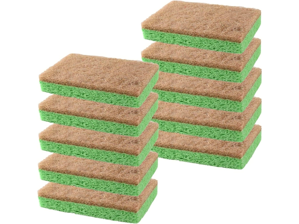 Pacote Com 10 Esponjas De Limpeza Naturais – Produtos Ecológicos À Base Plantas Para Limpeza.