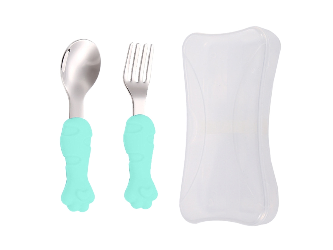 Conjunto de Garfo e Colher para Bebê Utensílios de Treinamento em Silicone NEVEANCE