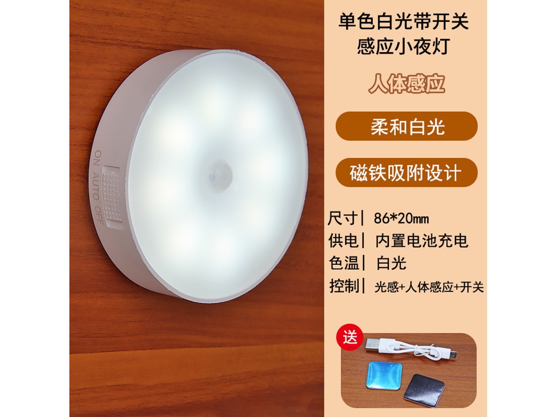 Laxiscreed Candeeiro De Cabeceira Led Circular Com Sensor De Movimento E Luz Automática Para Casa