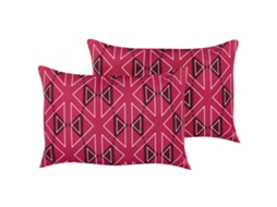 Conjunto De 2 Almofadas De Exterior Beliani Mezzano De Poliéster Fucsia 40x60x10
