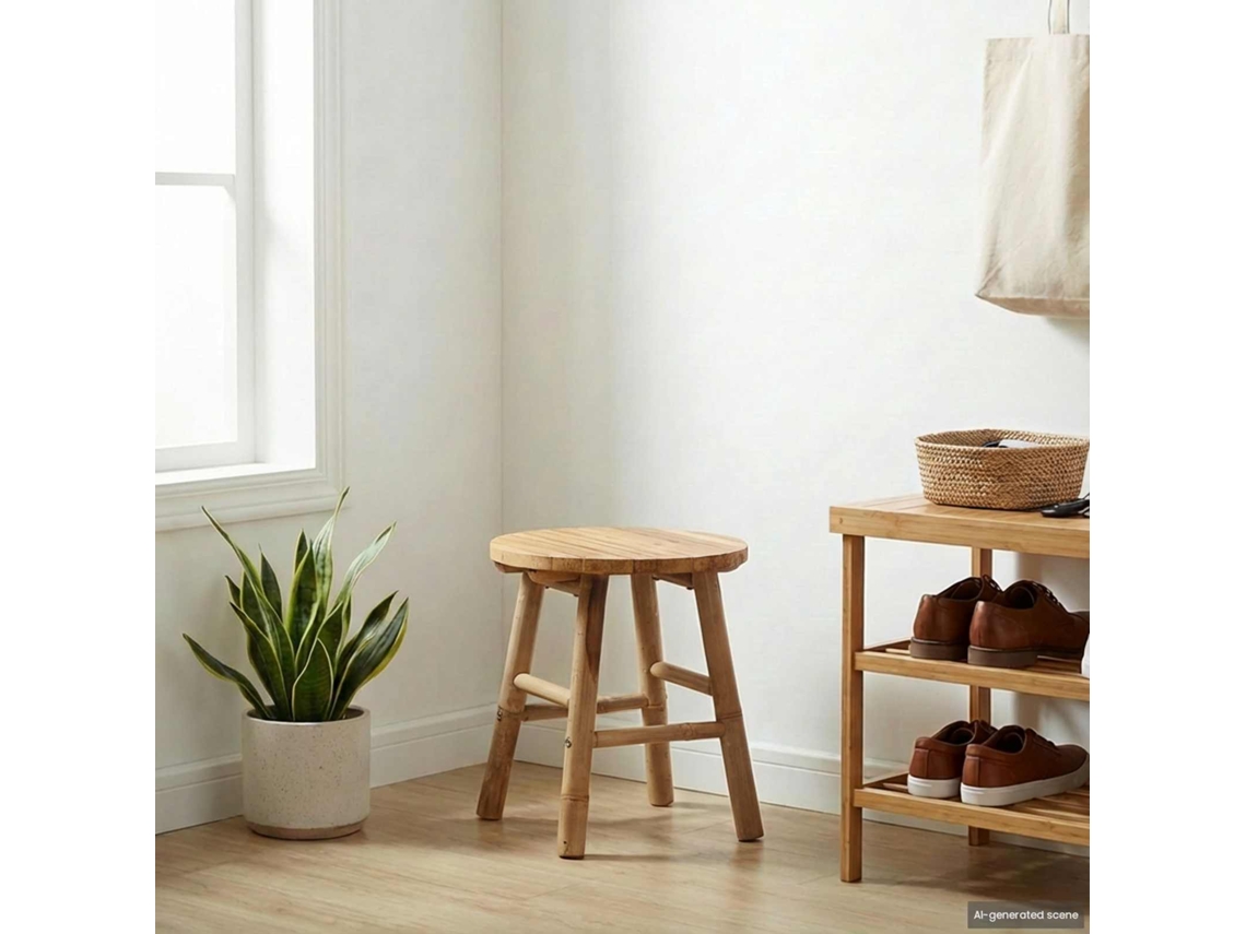 Vidaxl Banquinho De Jardim Natural Ø 38 X 42 Cm Bambu
