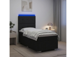 Vidaxl Cama Box Com Led E Colchão Preto 90 X 190 Cm Tecido