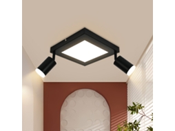 Nettlife Candeeiro De Teto Com Focos Quadrado Gu10 20 W Ajustável 350° Branco Quente 3000 K, Sem Lâmpada Incluída, Em Metal, Para Uso Diário
