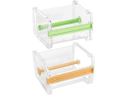 Dispensador de Fita Adesiva Transparente 10,3 X 9,1 X 7,1 Cm Cortador de Fita Ideal para Escritório, Casa e Escola. GOKOCO (2 Unidades)