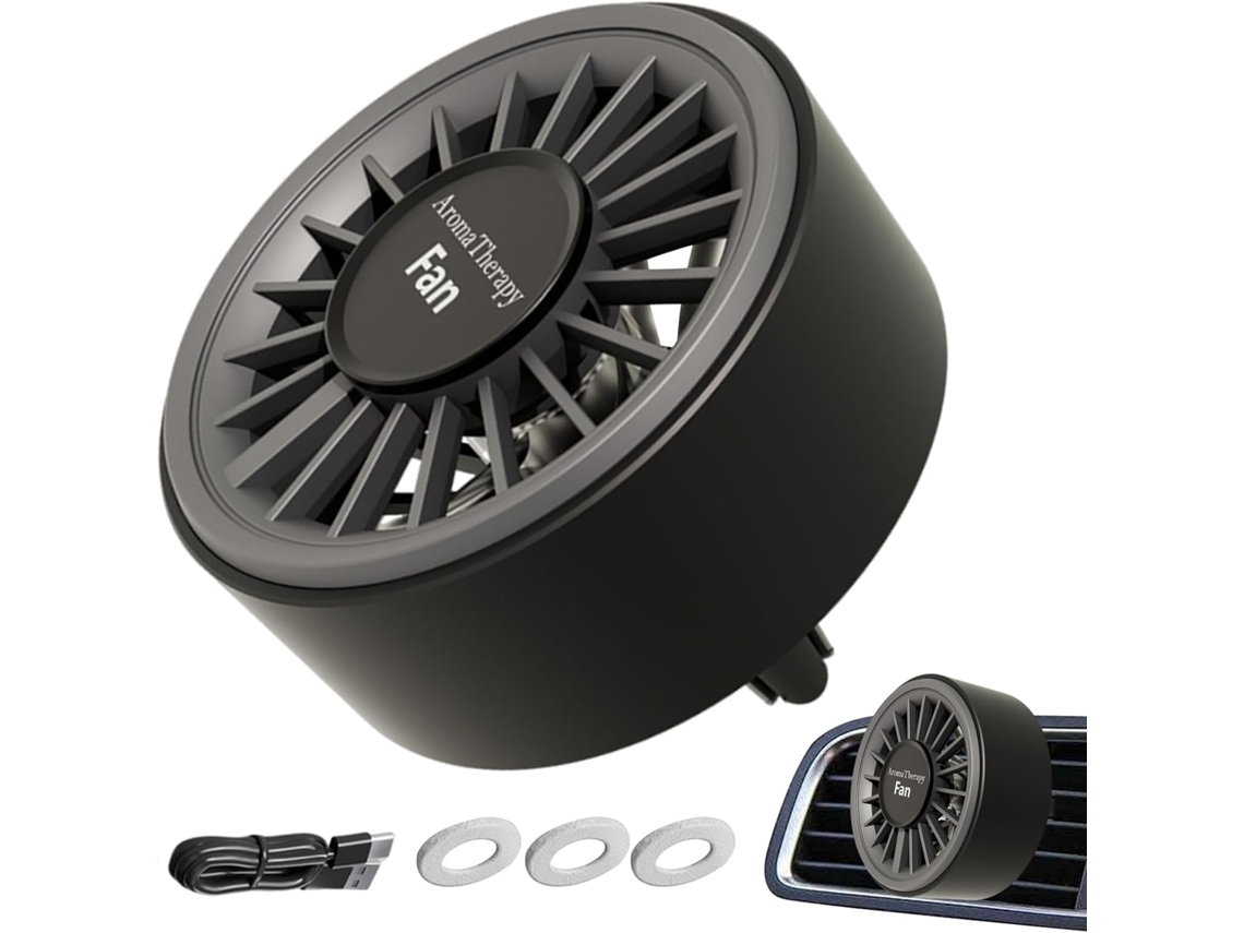 Ventilador Portátil Para Saída De Ar Do Carro Com Luzes Coloridas E Aroma