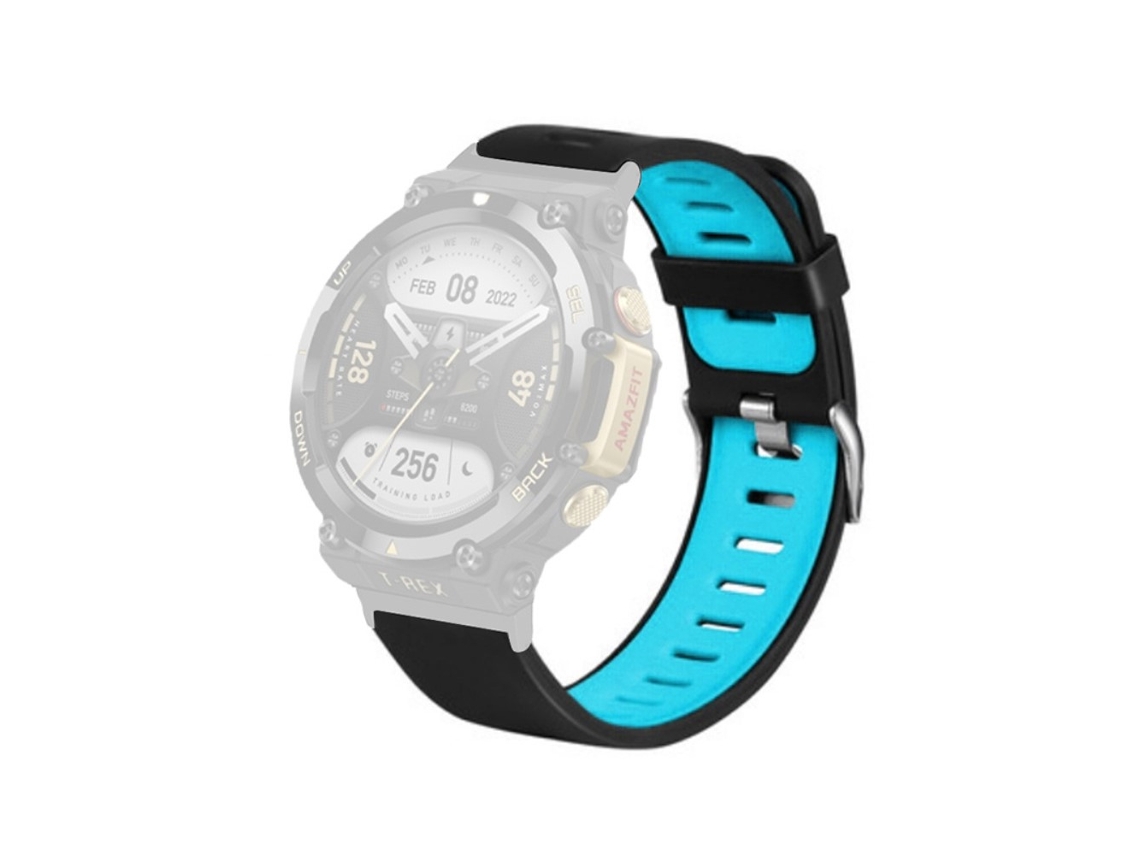 Bracelete Silicone Cor Dupla para Huami Amazfit T-Rex 2 Preto/Azul