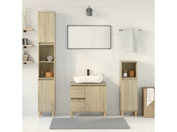 Vidaxl 3 Pcs Conj. Móveis Casa Banho Derivados Madeira Carvalho Sonoma