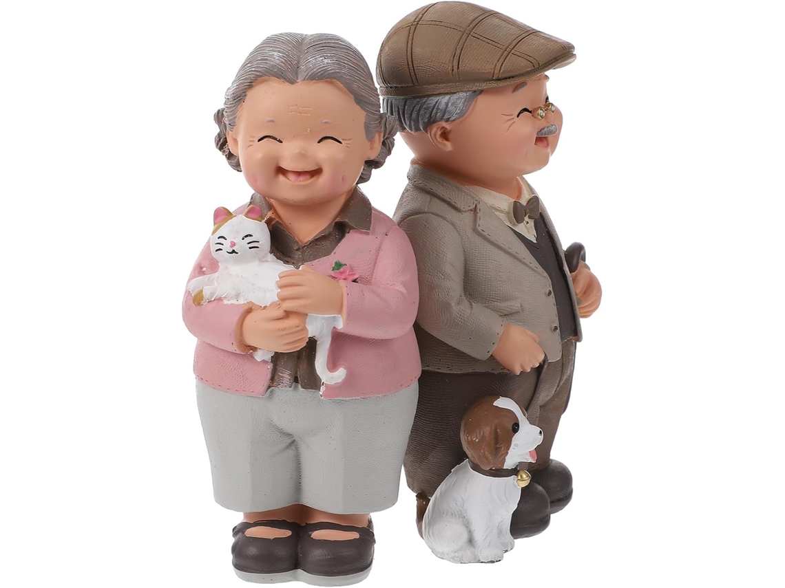 Estatueta Resina Expressa Ternura Decorativa Compacta Paisagem Namorados Ideal Casais Idosos Amor Dia GOKOCO