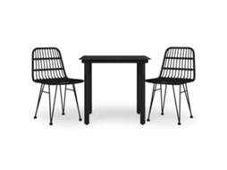 Garden Dining Set, Garden Dining Sets Vidaxl Preto Rattan / Vime (80 Cm Table Length)
