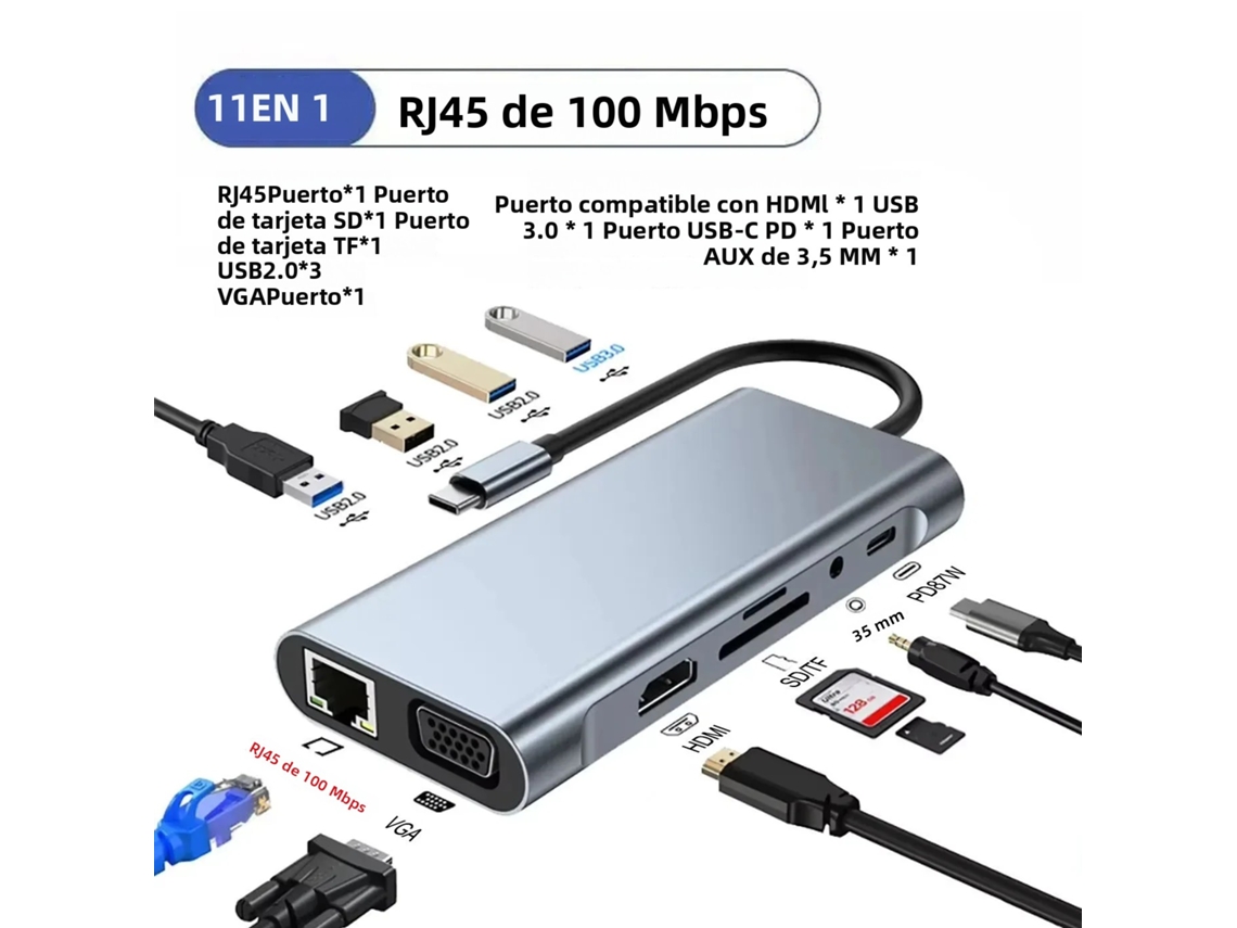 Hub Usb-c (11 Em 1) Com Conector Type-c