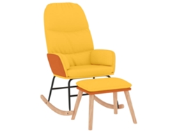 Rocking Chair With Stool, Rocking Chairs With Stools Vidaxl Amarelo Tecido