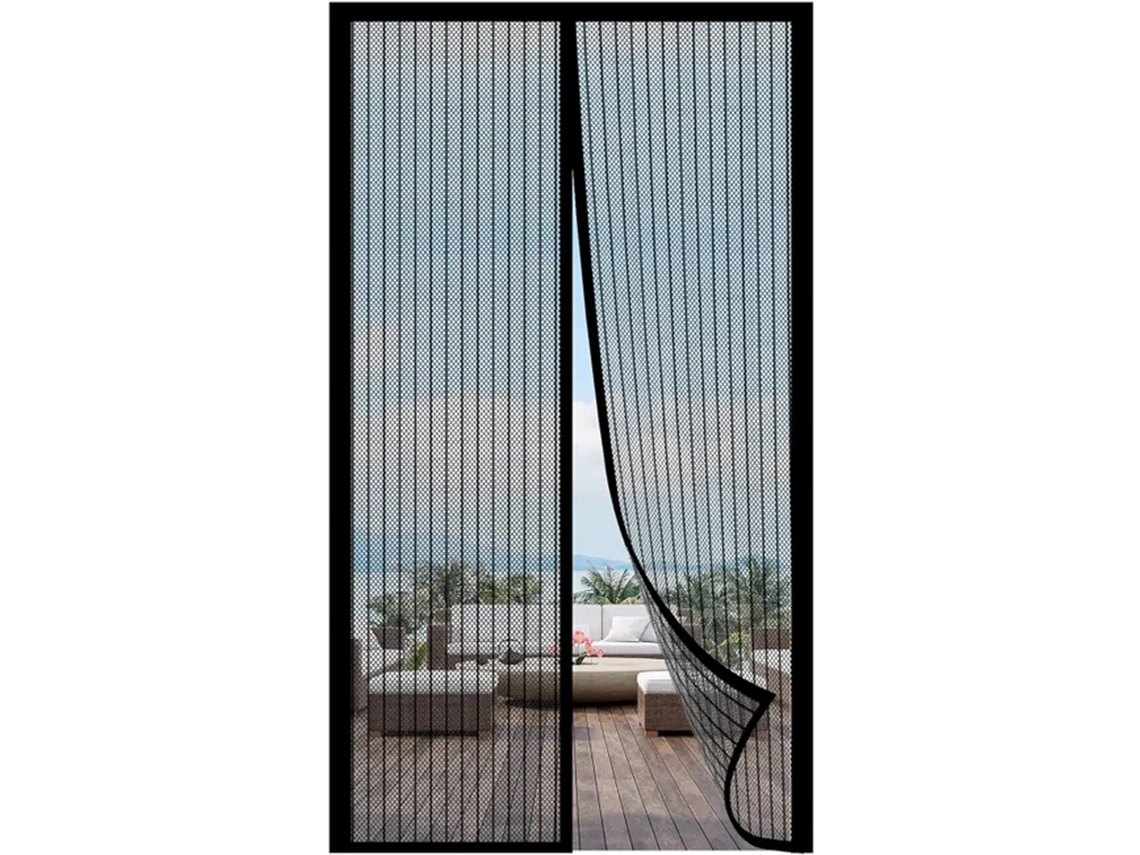 Cortina Porta Mosquiteiro Magnético Preto 90x210cm, Proteção Anti-mosquito, 1 Unidade.