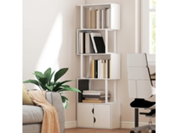 Estante De 5 Níveis Em Forma S Prateleira Livros Com 5 Prateleiras E 2 Portas 60x23.8x179.2 Cm Branco