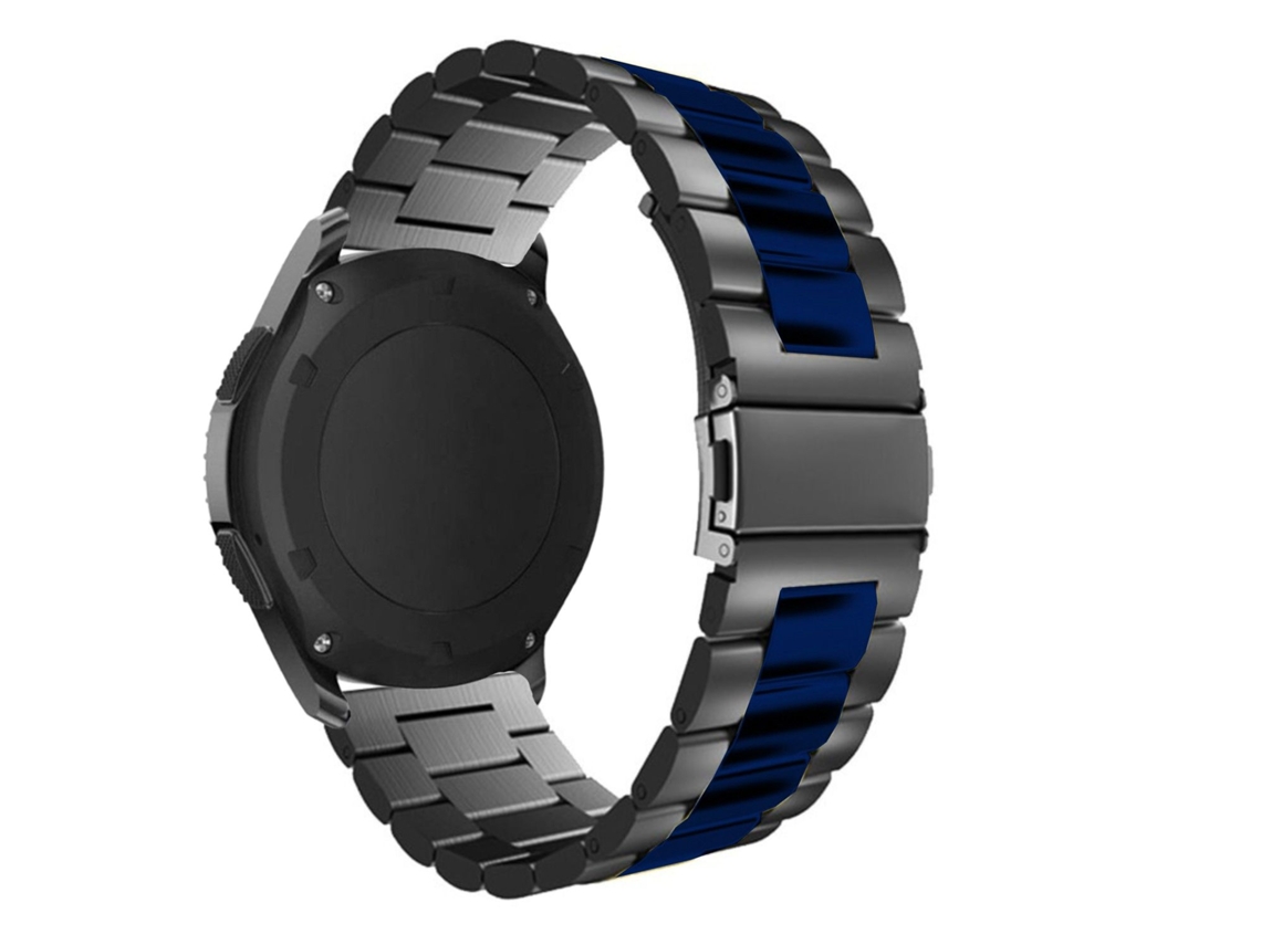 Bracelete Aço Ajustável para Xiaomi Watch S2 Preto e Azul