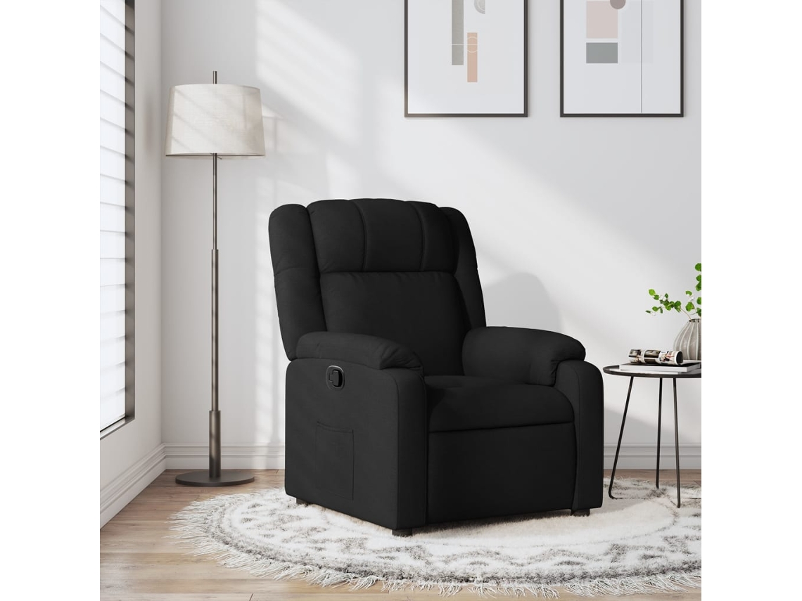 Vidaxl Poltrona Reclinável Tecido Preto
