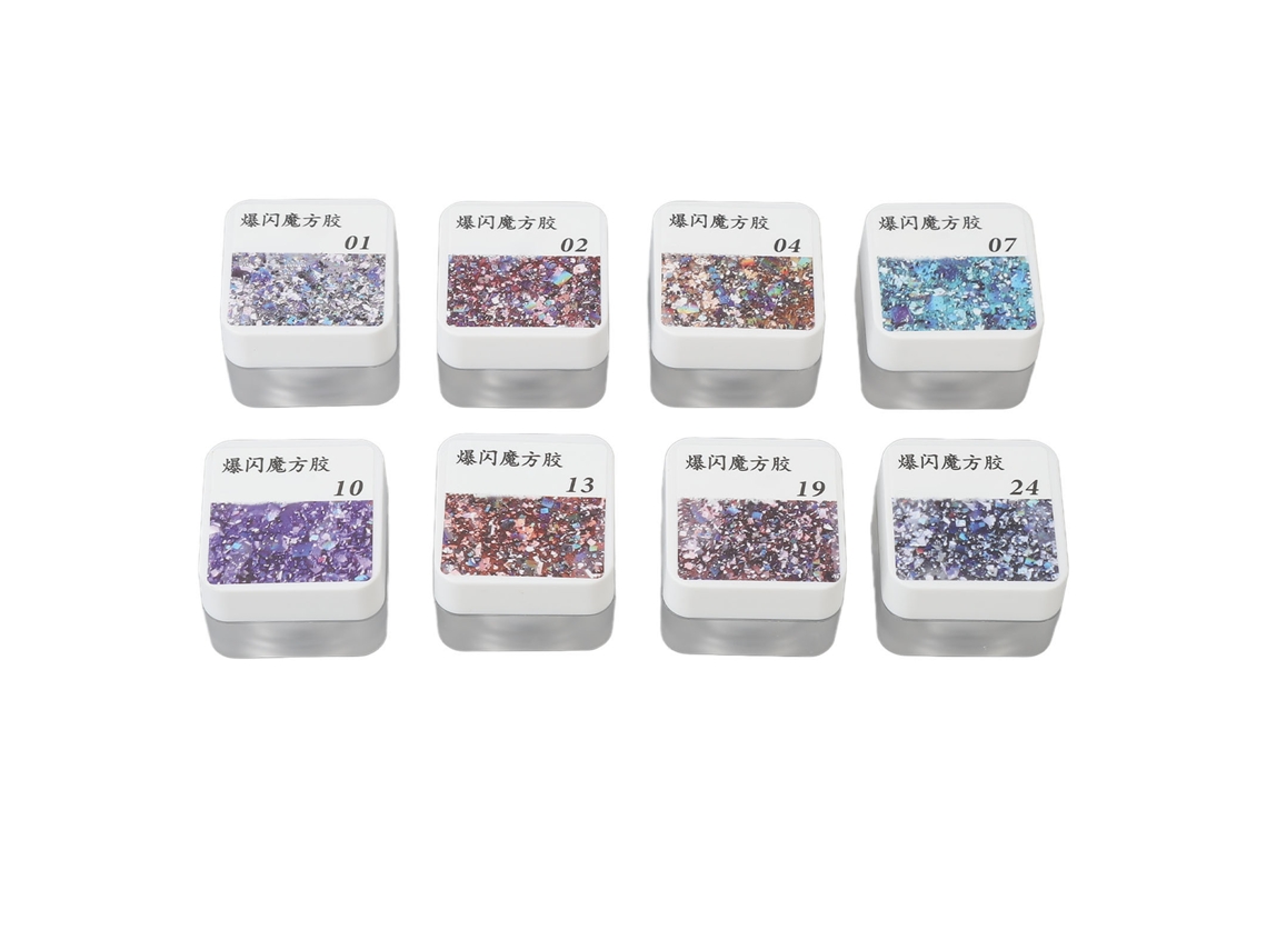 Kit De Esmalte De Unha Em Gel Com Glitter 8 Cores Com Paillettes Brilhantes Para Salão De Unhas
