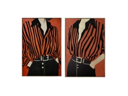 Pintura Home Esprit Preto Vermelho Urbana 83 X 4 X 123 Cm (2 Unidades)