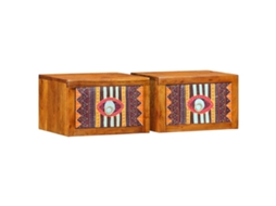 Vidaxl Armário De Cabeceira Com Gaveta 2 Pcs Castanho 35 X 30 X 22 Cm