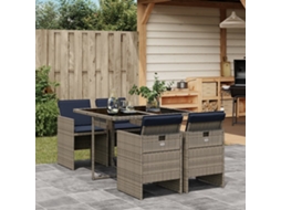 Vidaxl Conjunto De Jantar Para Jardim De 5 Peças Com Almofadas, Em Rattan Sintético Cinza