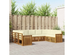 Vidaxl Conjunto De Sofá Sectional Com Almofada 9 Pcs Natural E Creme