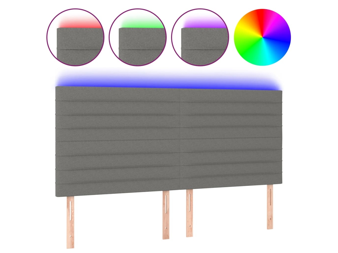Led Headboard, Led Headboards Vidaxl Cinzeto Tecido (180 X 5 X 118/128 Cm)
