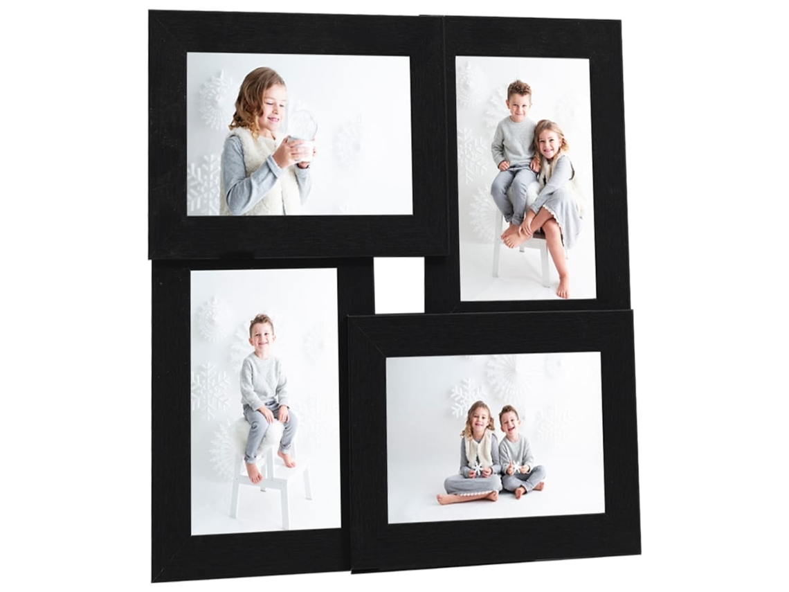 Vidaxl Moldura Para 4x(10x15 Cm) Fotografias Mdf Preto