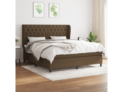 Vidaxl Cama Com Molas/colchão 160x200 Cm Tecido Castanho-escuro