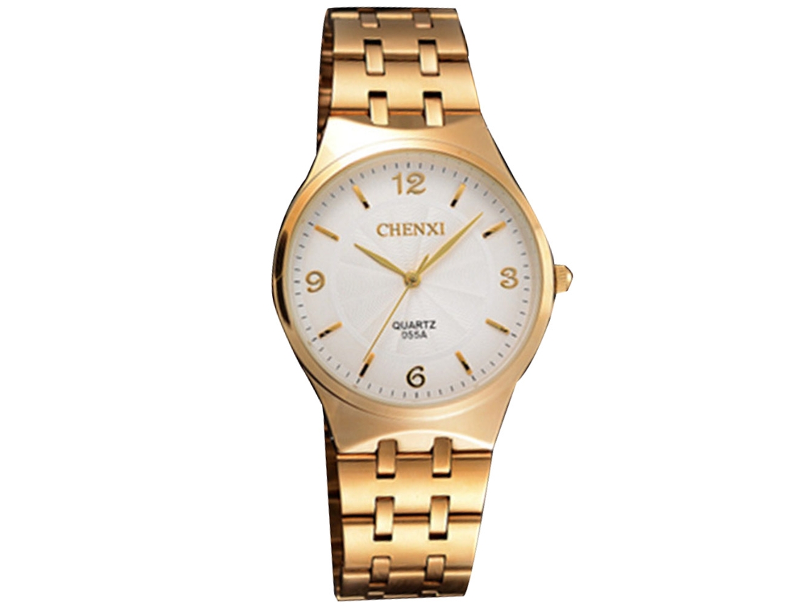 Relógio de pulso masculino casual e elegante, à prova d'água, com movimento de quartzo e pulseira de aço (mostrador branco).