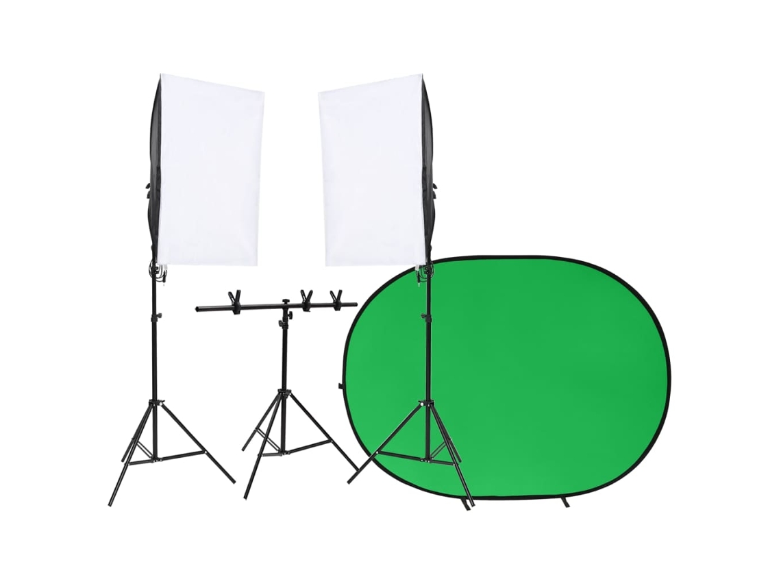 Vidaxl Kit Estúdio Fotográfico C/ Conj. De Iluminação E Tela De Fundo