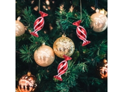 30 Peças De Decoração Suspensórios De Bombons Vermelhos Para Sapin De Plástico, Formas Redondas E Carrées,