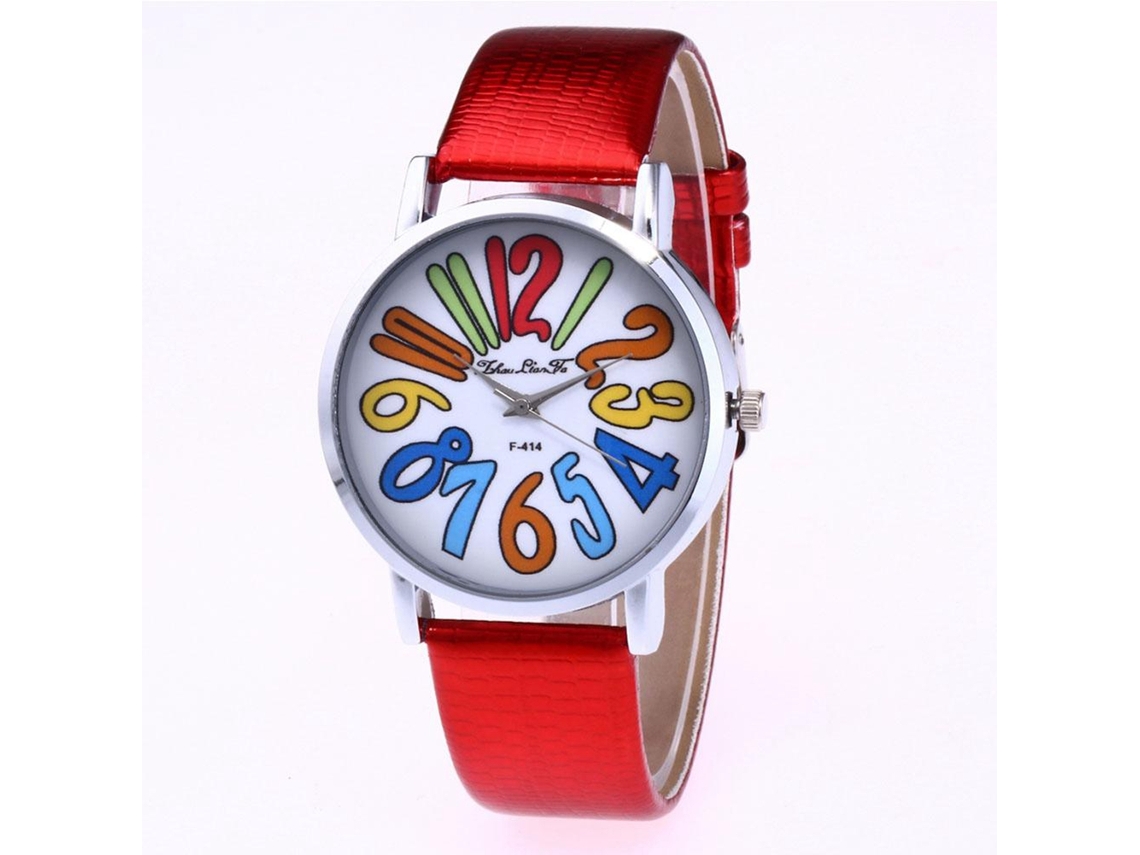 Reloj Casual De Moda Unisex Con Cuerda De Cuero Quartz Zhoulianfa Rojo