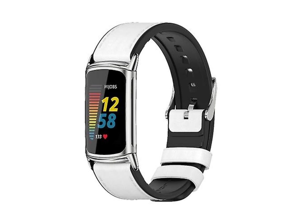 Pulseira, Compatível Com Fitbit Charge 5, Branca E Prata.