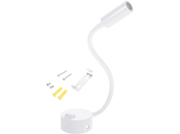 Luminária De Cabeceira Alipis, Com Braço Flexível, Led, 3w, Proteção Para Os Olhos, Fácil De Instalar, Em Metal E Abs