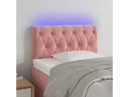 Vidaxl Cabeceira De Cama C/ Luzes Led Veludo 80x7x78/88 Cm Rosa