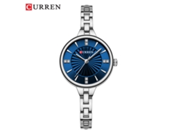 Relógio Feminino Azul Com Mostrador Pequeno E Pulseira De Corrente, À Prova D'água, Modelo Redondo E Simples.