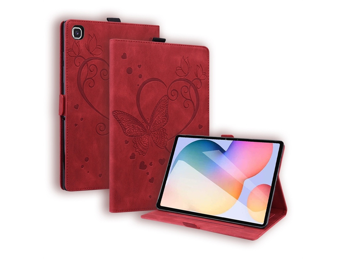 Elysve Capa Telemóvel Para Samsung Tab S6 Lite 2024 10.4 Polegadas (p613/p619/p618), Borboleta, Vermelho