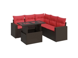 Conjunto de 6 Sofás Jardim com Almofadões Vime Pe/acácia Castanho MAISON EXCLUSIVE (6 pcs)