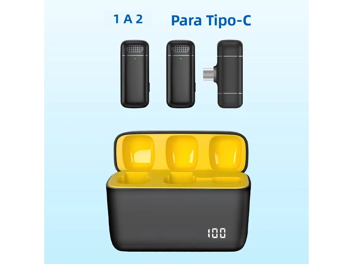 Microfone Bluetooth Portátil Sem Fio , Microfone de Lapela Omnidirecional MDUG (tipo C)