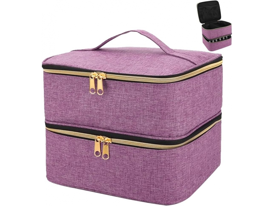 Bolsa Organizadora De Esmaltes (roxa), Comporta 30 Frascos De Esmalte (15ml) - Ideal Para Lâmpada Para Unhass