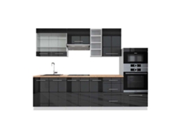 Cozinha Fame-Line, 280 cm, Carvalho PT, Antracite brilhante/branco, VICCO