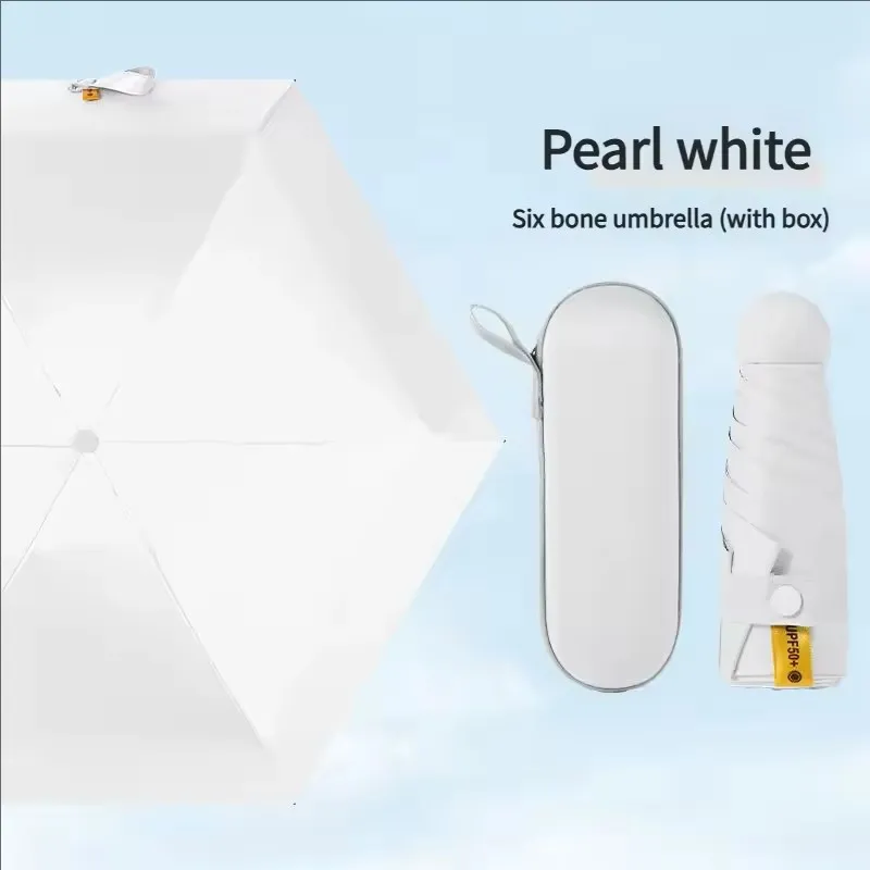 (branco 6k) Mini Porta De Compressão, Cápsula De Proteção Uv, Guarda-chuva Portátil Manual