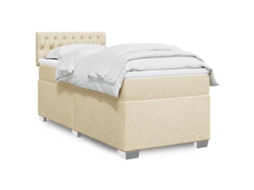 Vidaxl Cama Com Molas/colchão 100x200 Cm Tecido Cor Creme