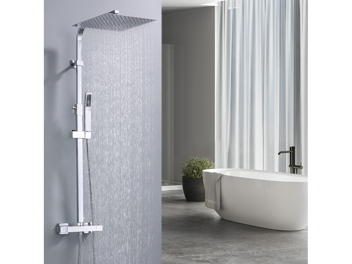 Coluna De Chuveiro Termostática Com Chuveiro De 12 Polegadas, Conjunto De Chuveiro, Corpo Em Latão, Altura Ajustável 855-1105mm